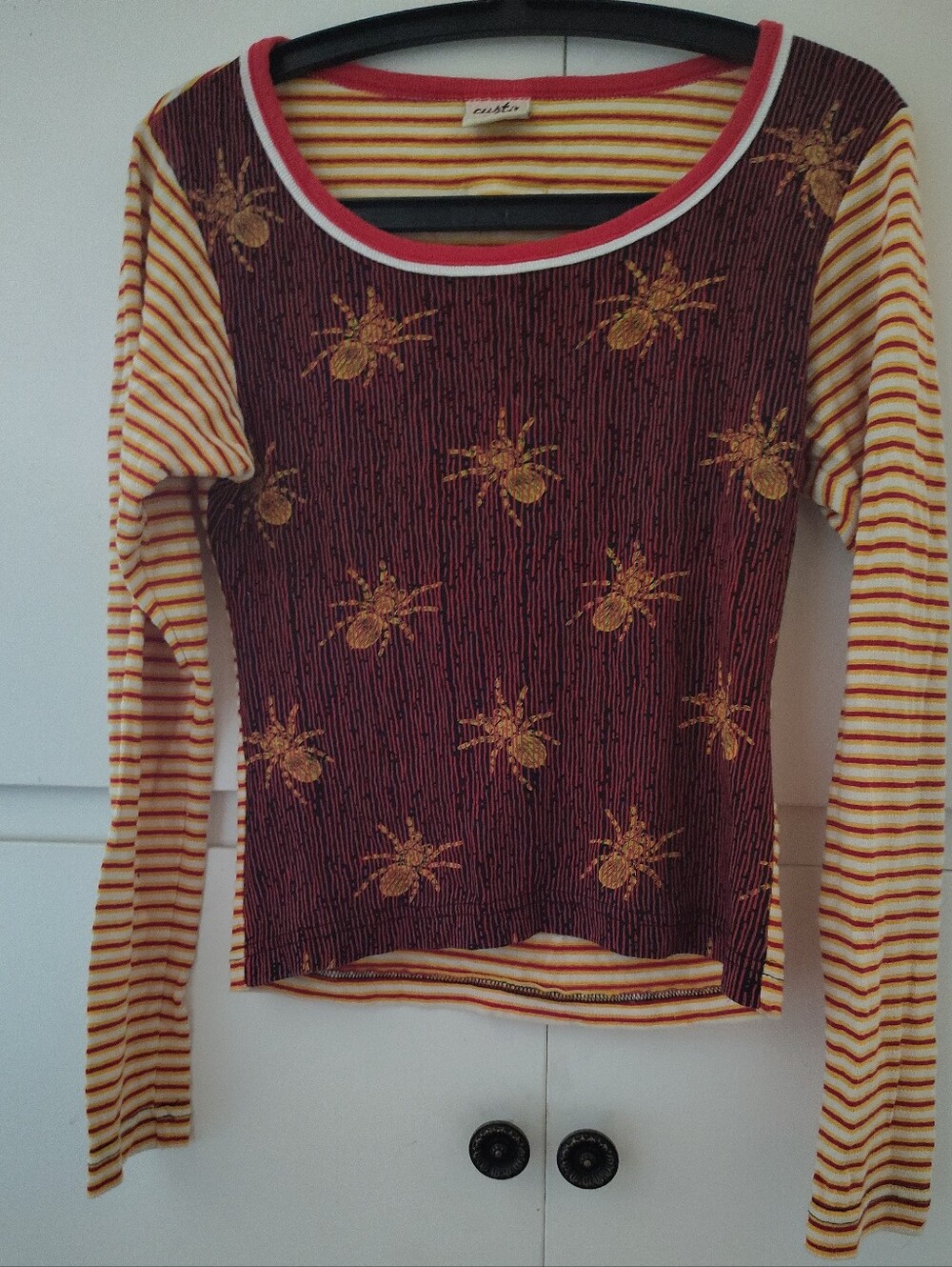 Vtg 90s Custo Graphic Spider Knit Top Long Sleeve Striped Archival Y2K Shirt